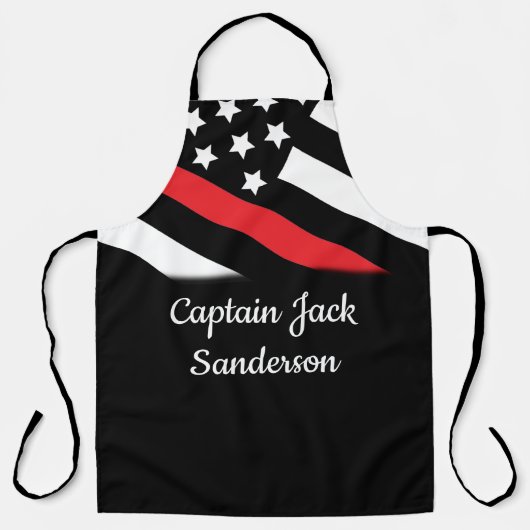 消防士赤線消防士愛国旗 エプロン (正面)