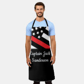 消防士赤線消防士愛国旗 エプロン (着用した状態)