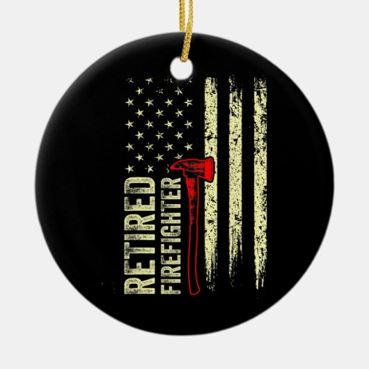 消防士退職したおもしろい熟練の消防士 セラミックオーナメント (正面)