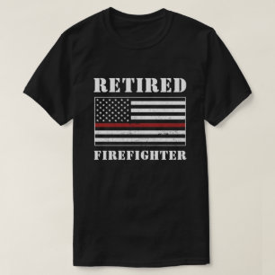 消防士退職したの薄い赤い線の退職後の贈り物 Tシャツ