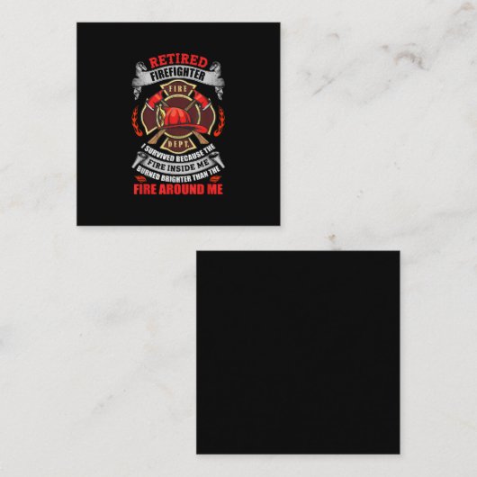 消防士退職者の贈男性へり物2021引用文 スクエア名刺 (正面/裏面)