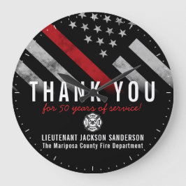 消防士退職記念赤線フラグ ラージ壁時計