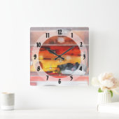 消防士道具 スクエア壁時計 (ホーム)