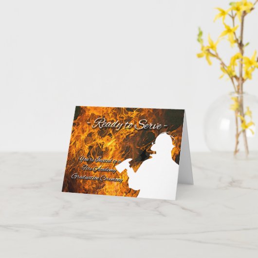 消防士院卒業招待状 カード (黄色い花)