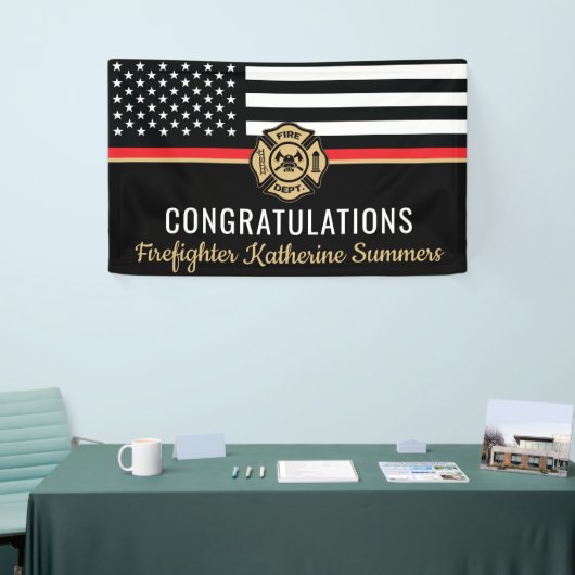 消防士院卒業赤線旗消防士 横断幕 (トレードショー)