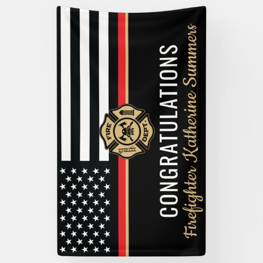 消防士院卒業赤線旗消防士 横断幕 (縦)