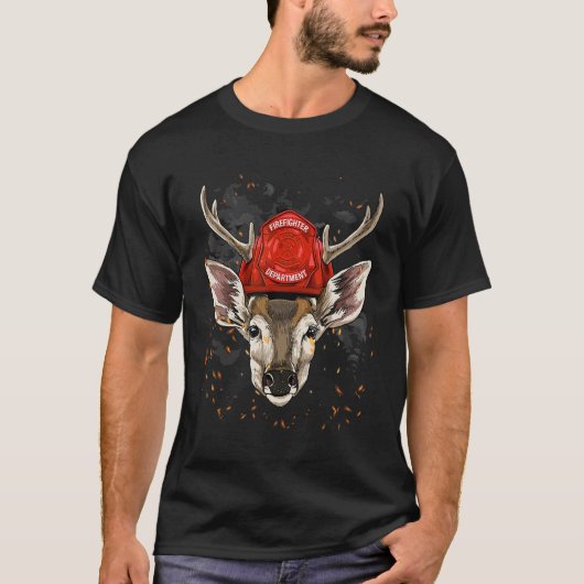 消防士鹿消防署消防士動物De Tシャツ (正面)