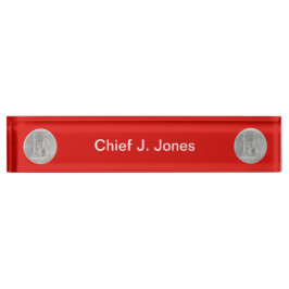 消防士2ブグルシルバーキャプテンメダリオン デスクネームプレート