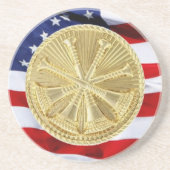 消防士4ブグル金ゴールドメダリオン コースター (正面)