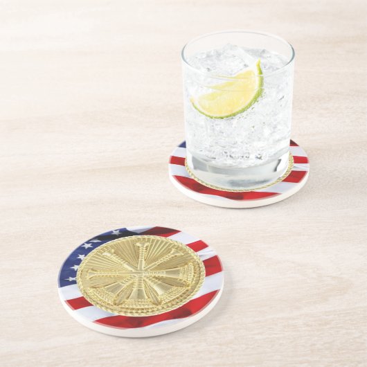 消防士4ブグル金ゴールドメダリオン コースター (側面)