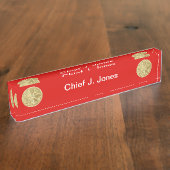 消防士4ブグル金ゴールドメダリオン デスクネームプレート (側面)