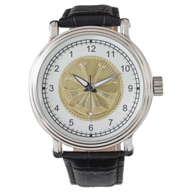 消防士4ブグル金ゴールドメダリオン 腕時計 (正面)