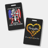 消防士 ギフト | 国旗のために立つ 消防士 バッジ (正面＆裏面)