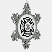 消防士 スノーフレークピューターオーナメント (左)