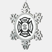 消防士 スノーフレークピューターオーナメント (右)