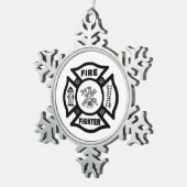 消防士 スノーフレークピューターオーナメント (右)