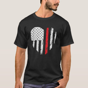 消防士 ハート 愛 ディストressed アメリカ国旗 妻 ギー tシャツ