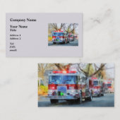 消防士-パレードの消防車のライン 名刺 (正面/裏面)