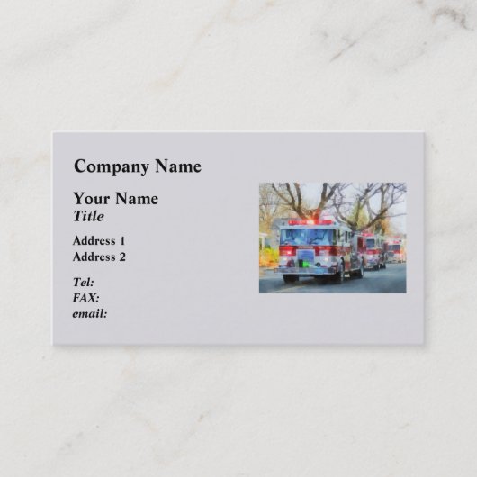 消防士-パレードの消防車のライン 名刺 (正面)