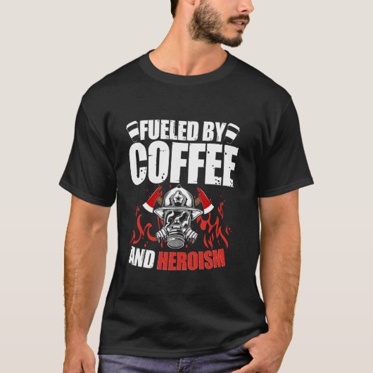 消防士 ヒーロー 救助 消防車 Tシャツ (正面)
