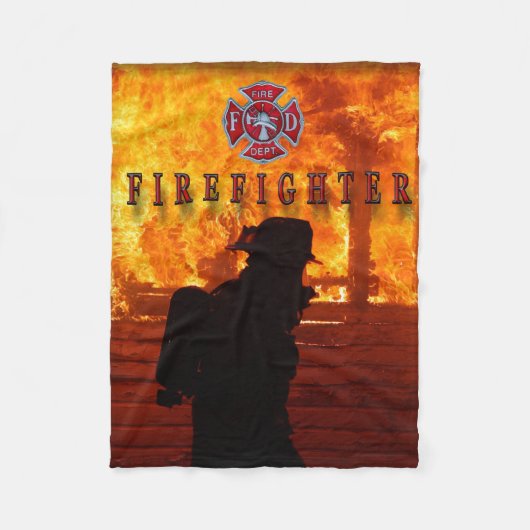 消防士 フリースブランケット (正面)