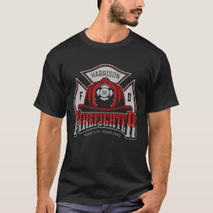 消防士 ヘルメット ADD 名前 消防署 救助 Tシャツ