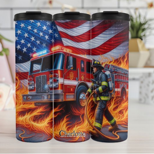 消防士(ホース及び消防車を使用) タンブラー