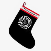 消防士 ラージクリスマスストッキング (正面 (吊り時))