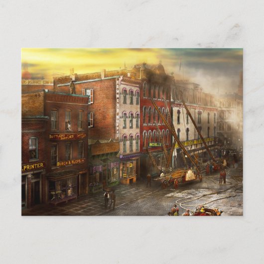 消防士 – ワシントンDC – ベデルの寝具で発砲 ポストカード (正面)