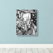 消防士 – 勇気 – 木炭スケッチ キャンバスプリント (インサイチュ (ウッドフロア))