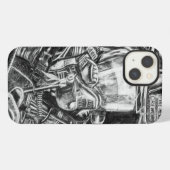 消防士 – 勇気 – 木炭スケッチ iPhoneケース (裏面横)