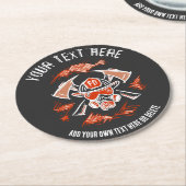 消防士/消防署ギフトテンプレート。 ラウンドペーパーコースター (アングル)