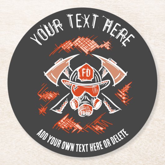 消防士/消防署ギフトテンプレート。 ラウンドペーパーコースター (正面)