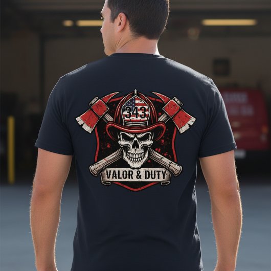 消防士/消防署スカルアックスTシャツ Tシャツ