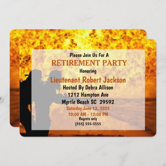 消防士・消防署長の引退者 招待状 (正面/裏面)