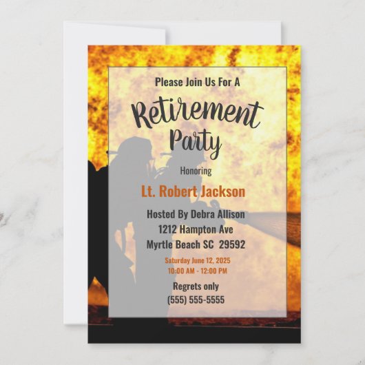 消防士/消防署長フレイムリタイアメントパーティー 招待状 (正面)