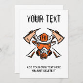 消防士。消防署。ギフトアイデア 招待状 (正面/裏面)