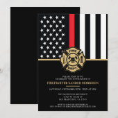 消防士 消防署 退職パーティー 招待状 (正面/裏面)