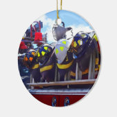 消防士 – 消防車のヘルメット セラミックオーナメント (左)