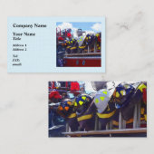 消防士 – 消防車のヘルメット 名刺 (正面/裏面)