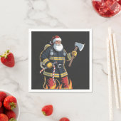 消防士 消防車 クリスマスツリー サンタ クリスマス スタンダードカクテルナプキン (インサイチュ)