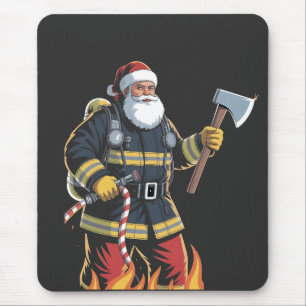 消防士 消防車 クリスマスツリー サンタ クリスマス マウスパッド