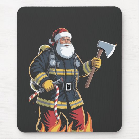 消防士 消防車 クリスマスツリー サンタ クリスマス  マウスパッド (正面)