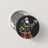 消防士 消防車 クリスマスツリー サンタ クリスマス 缶バッジ (正面&裏面)