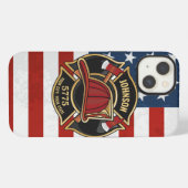 消防士 火事 救助部 アメリカ国旗 オリジナル iPhoneケース (裏面横)