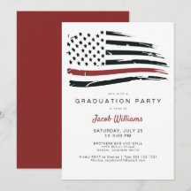 消防士 薄い赤いラインの旗 卒業パーティー