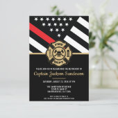 消防士 薄い赤いライン 消防士 引退パーティー 招待状 (スタンド正面)