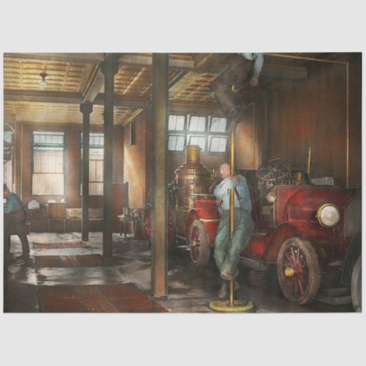 消防士 - 1922年の消防ベルに応える 薄葉紙 (正面)