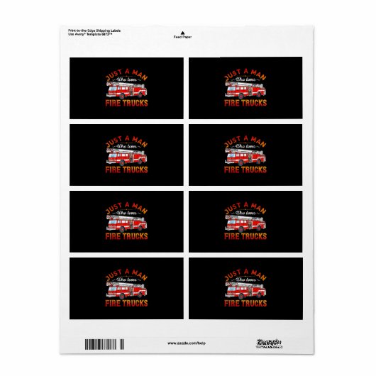 消防士 | Just Man Love Love A Fire Trucks ラベル (フルシート)