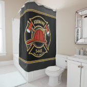 消防士ADD NAME消防局部バッジ シャワーカーテン (インサイチュ)